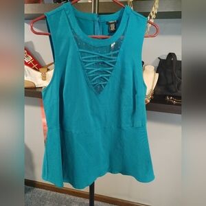 Torrid Teal Sleeveless Top, Size 1